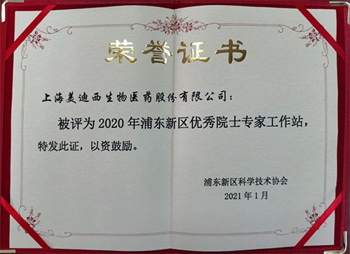 BJL平台获评浦东新区科学手艺协会授予的“2020年浦东新区优异院士专家事情站”称呼